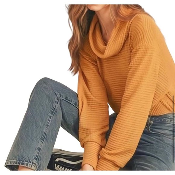 NWT Free People Juicy L/S Sweater XS S M Cowl Neck Draped Tunic Top Split Back - Picture 5 of 15